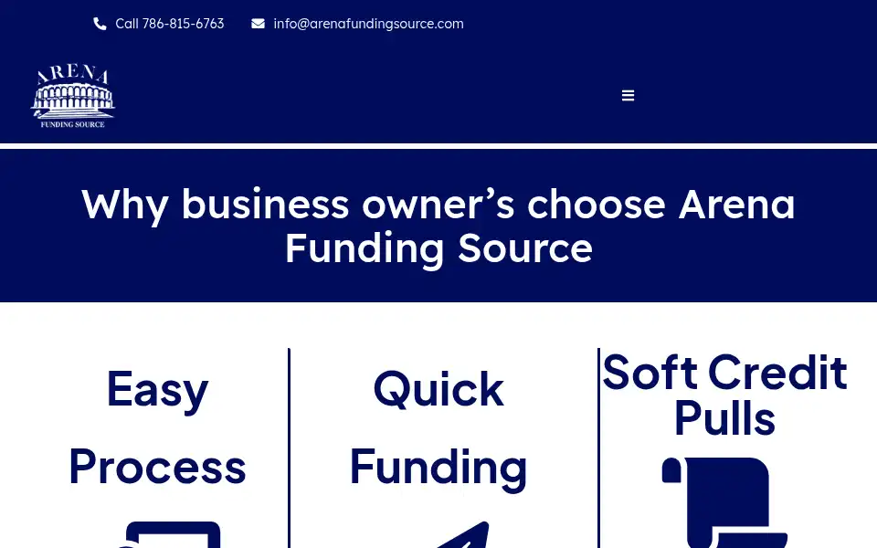 Screenshot of arenafundingsource.com