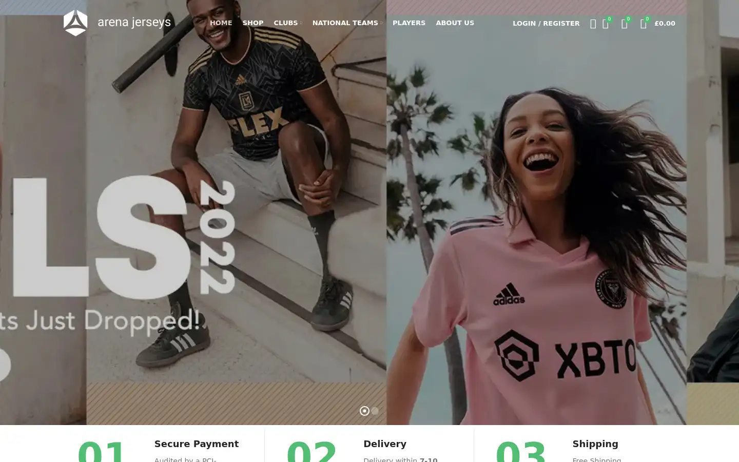 Screenshot of arenajerseys.com