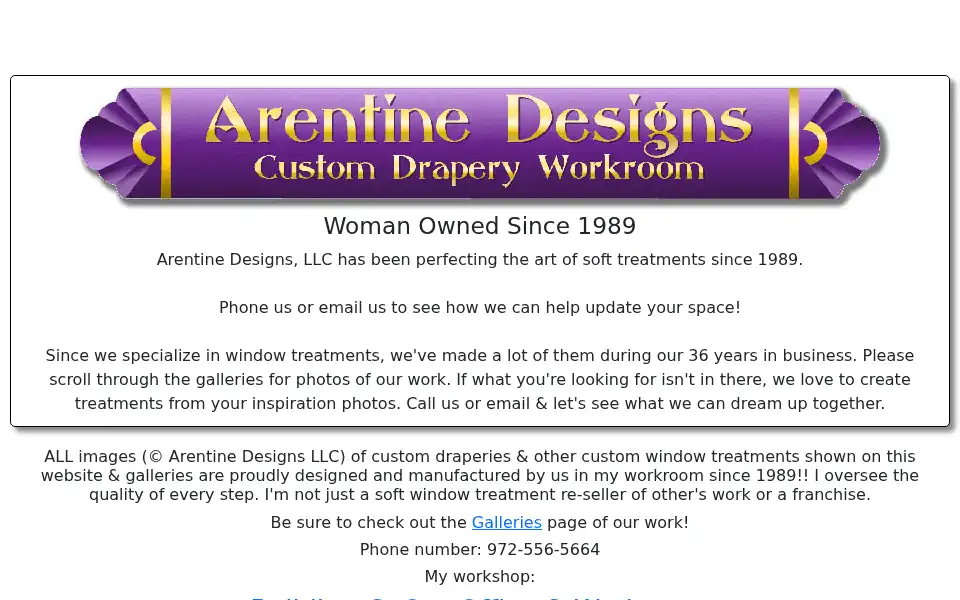 Screenshot of arentinedesigns.com