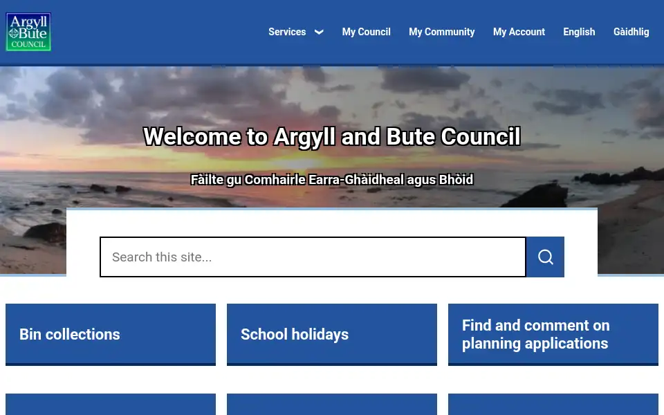 Screenshot of argyll-bute.gov.uk