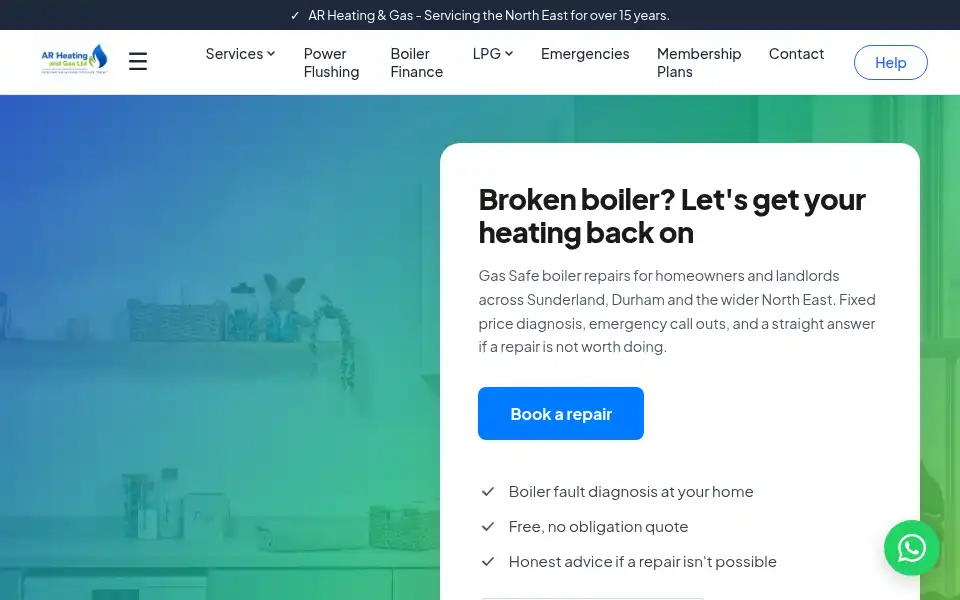 Screenshot of arheatingandgas.co.uk