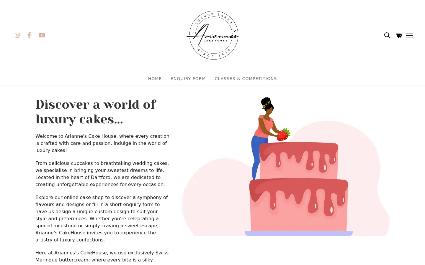 Screenshot of ariannescakehouse.com