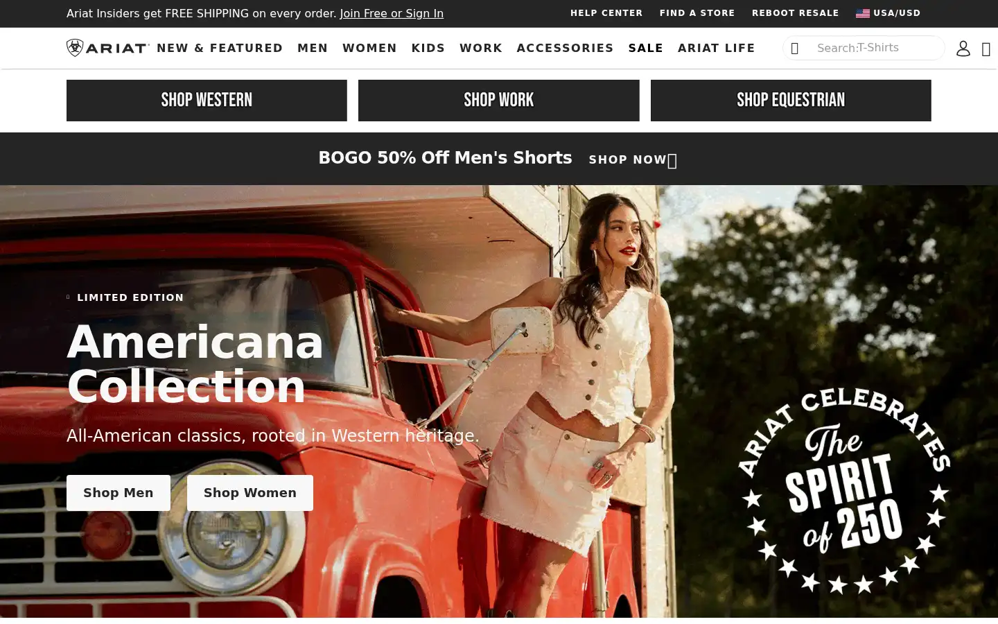 Screenshot of ariat.com