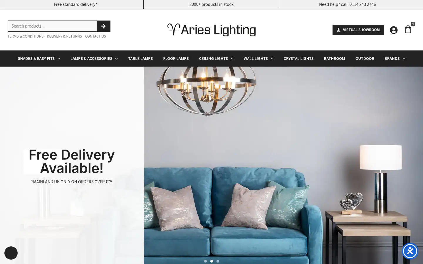 Screenshot of arieslighting.co.uk