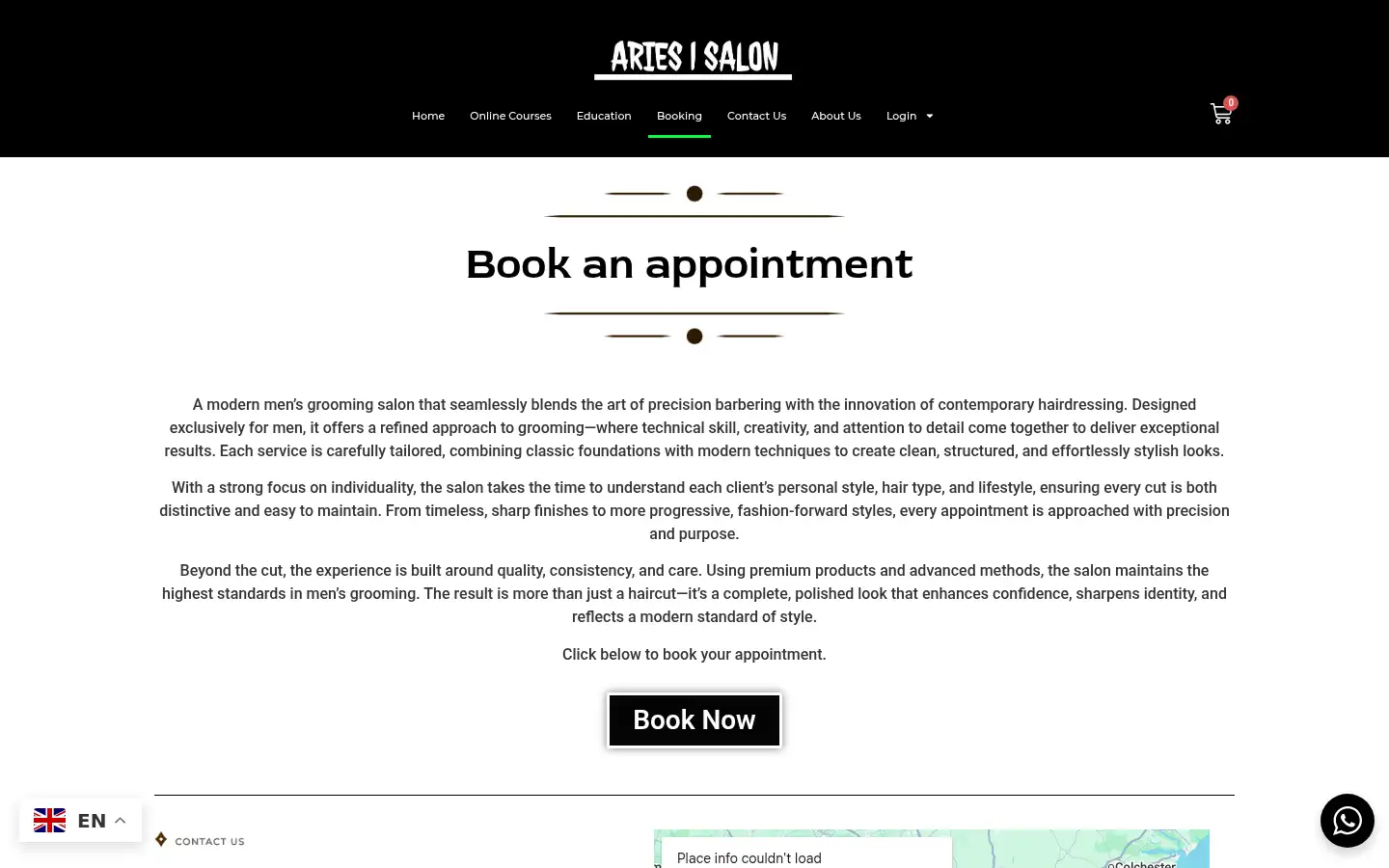 Screenshot of ariessalon.co.uk