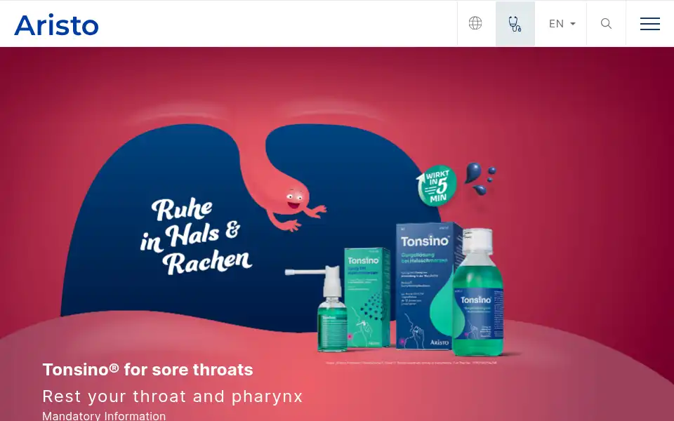 Screenshot of aristo-pharma.de
