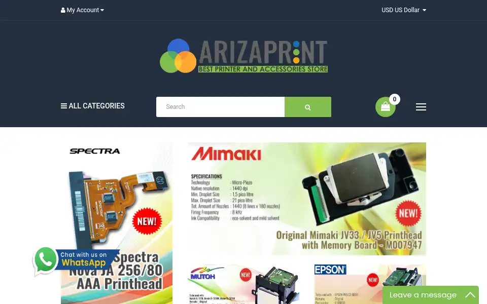 Screenshot of arizaprint.com