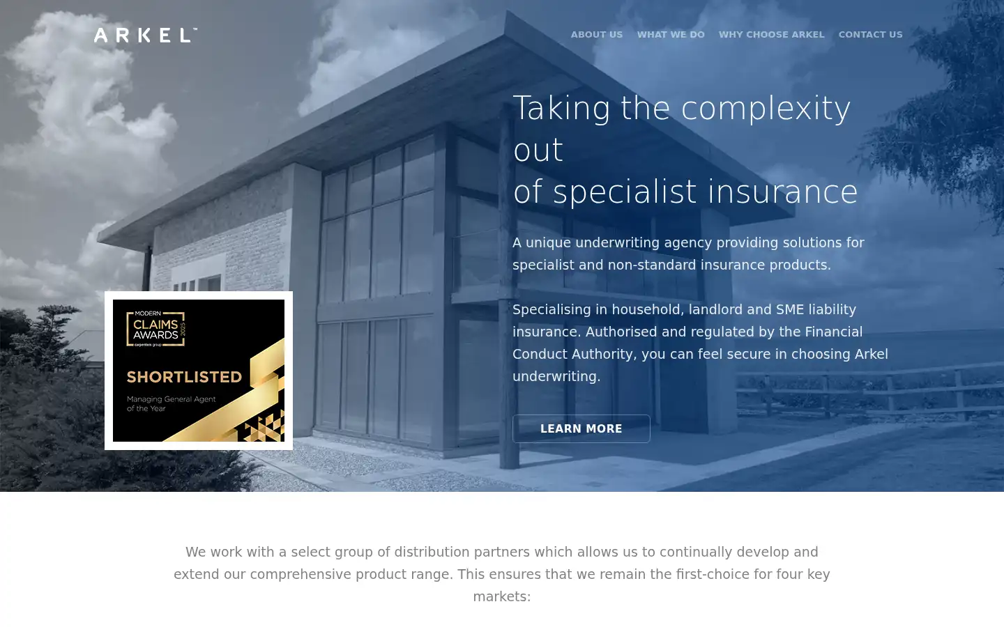 Screenshot of arkelunderwriting.com
