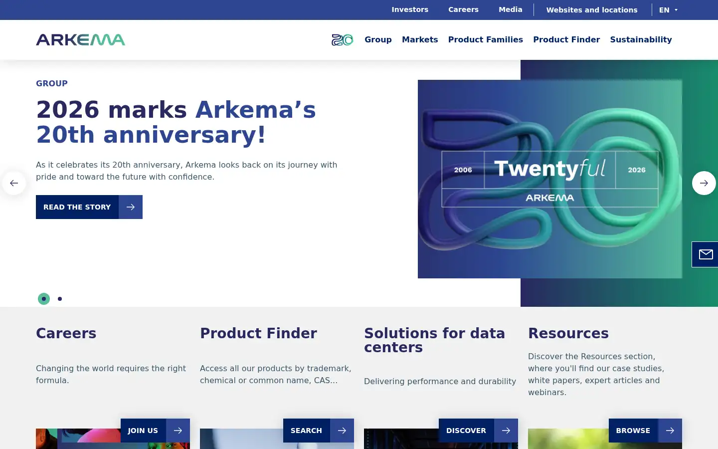 Screenshot of arkema.com