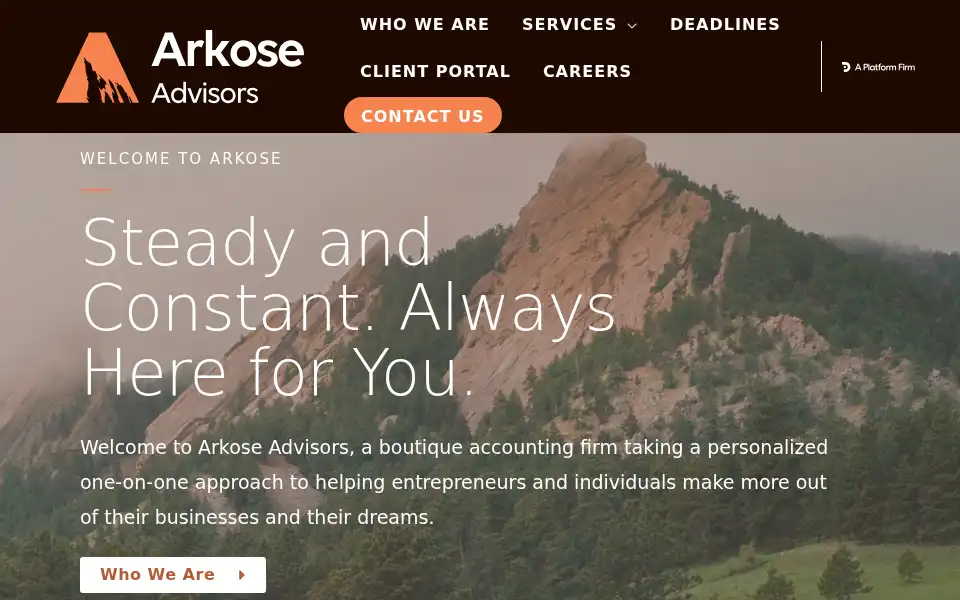 Screenshot of arkoseadvisors.com