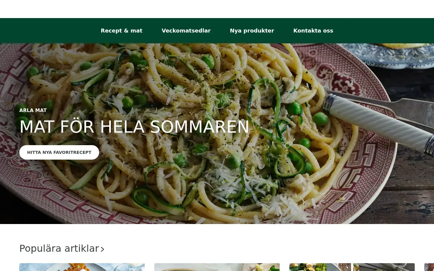 Screenshot of arla.se