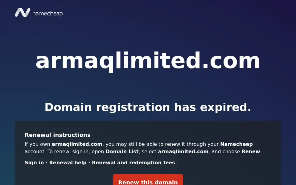 Screenshot of armaqlimited.com