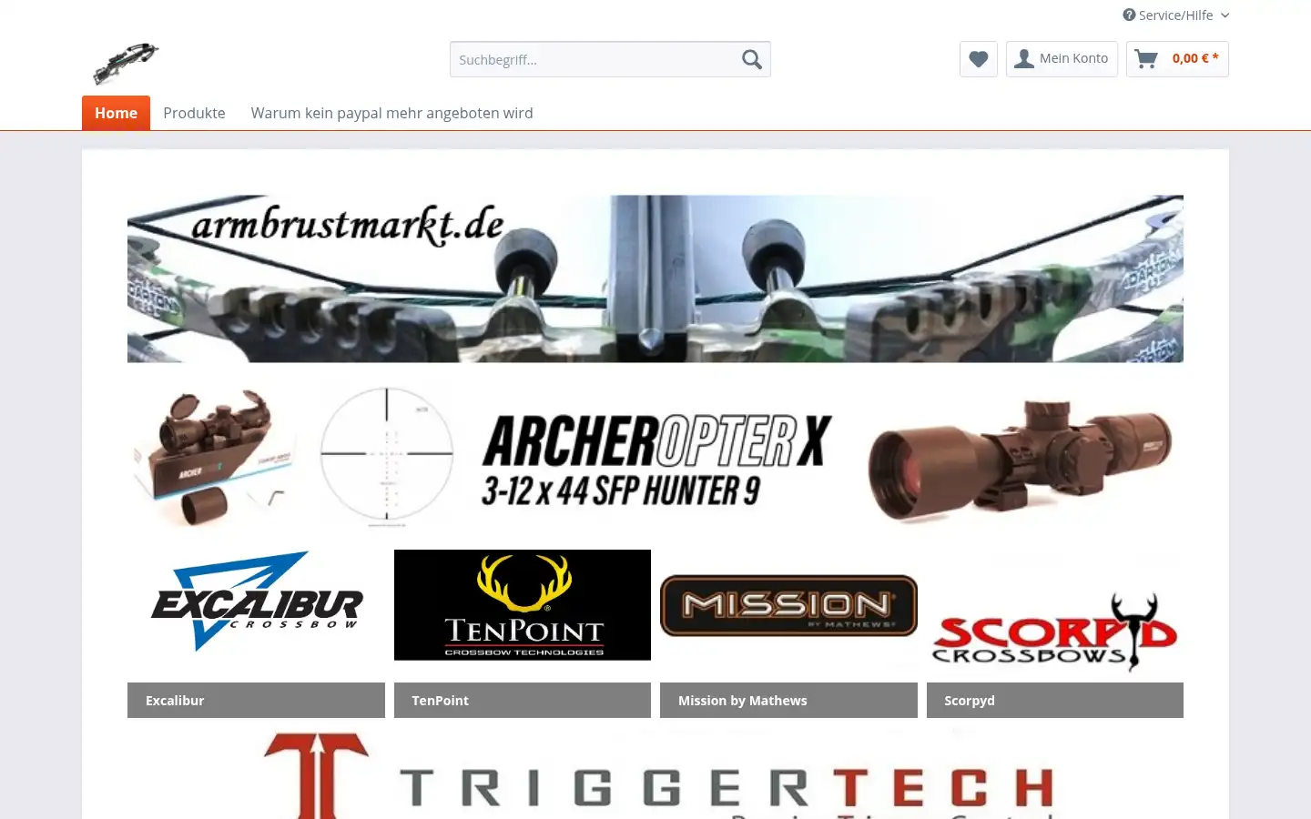 Screenshot of armbrustmarkt.de