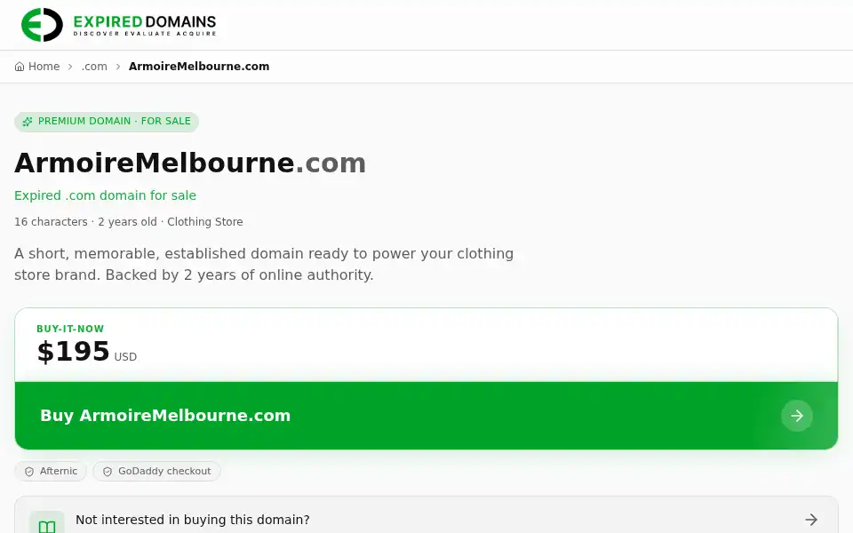 Screenshot of armoiremelbourne.com