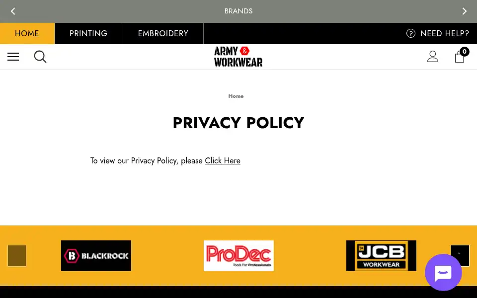 Screenshot of armyandworkwear.com