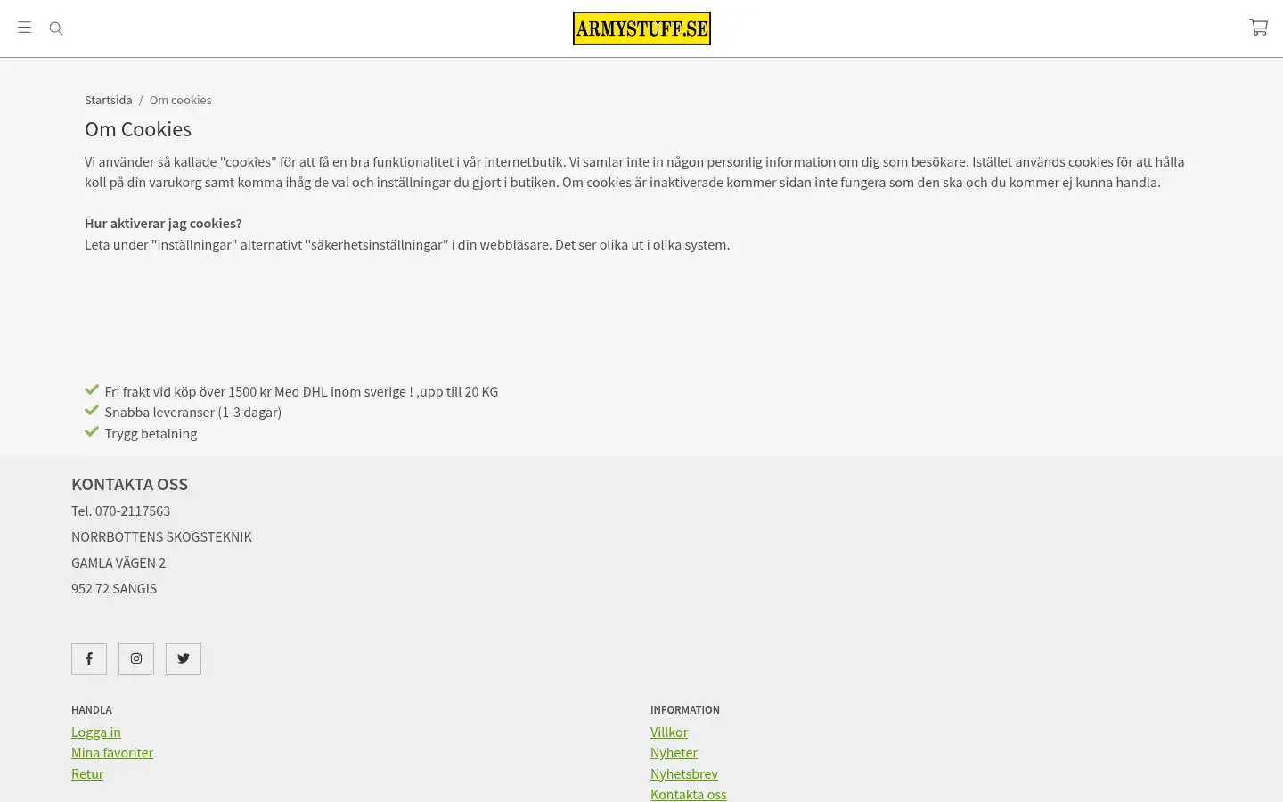 Screenshot of armystuff.se
