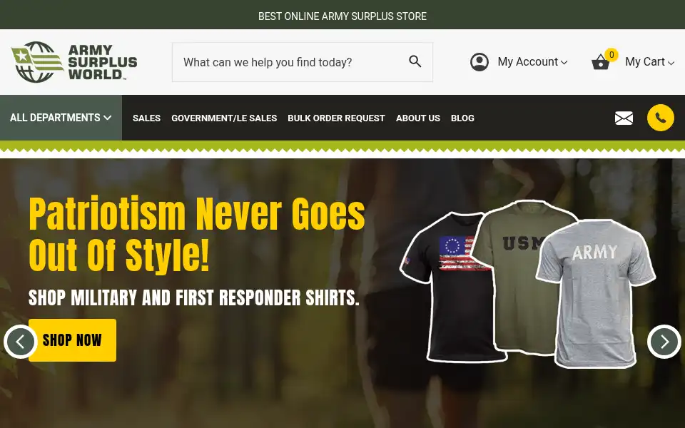 Screenshot of armysurplusworld.com