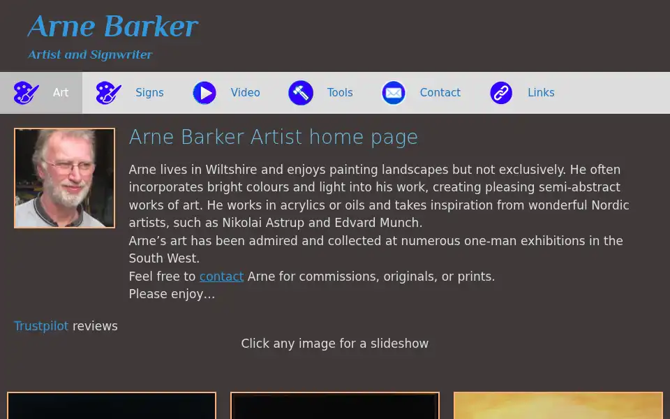 Screenshot of arnebarker.com