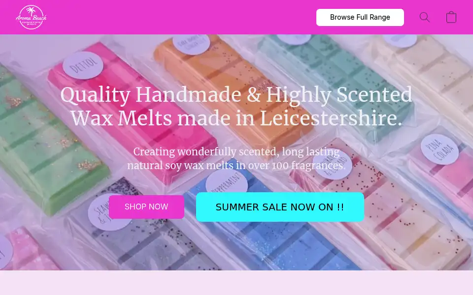 Screenshot of aromabeach.co.uk