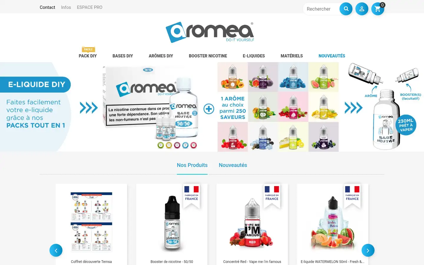 Screenshot of aromea-liquide.fr