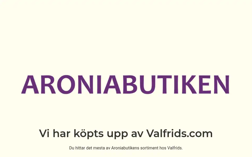 Screenshot of aroniabutiken.se