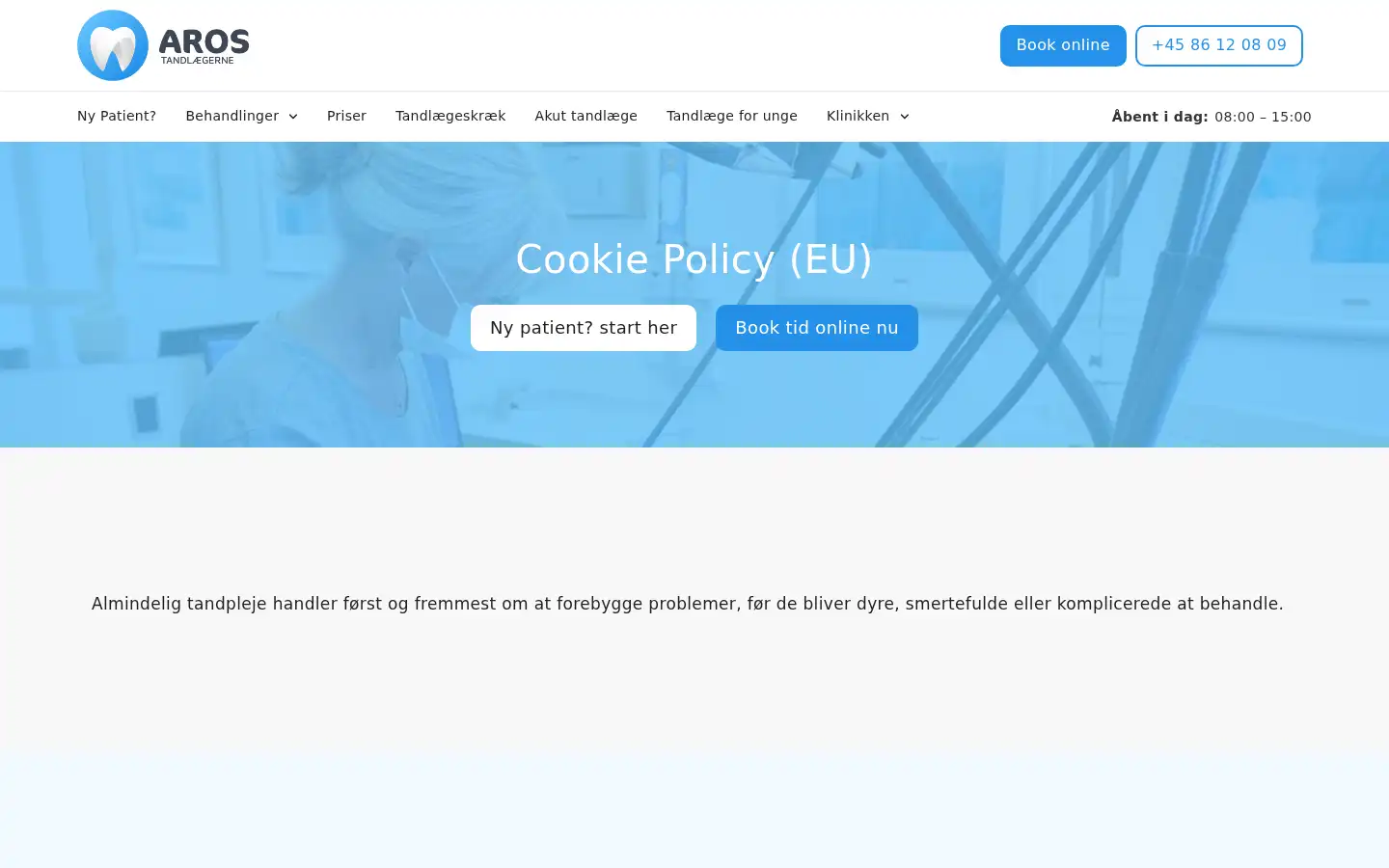 Screenshot of arostandlaegerne.dk