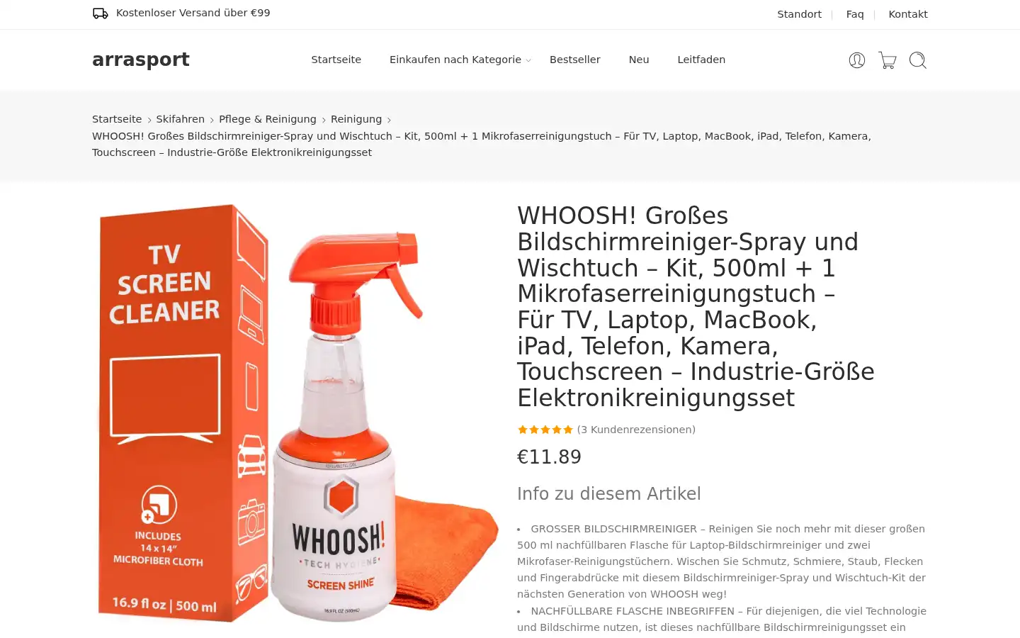 Screenshot of arrasport.de