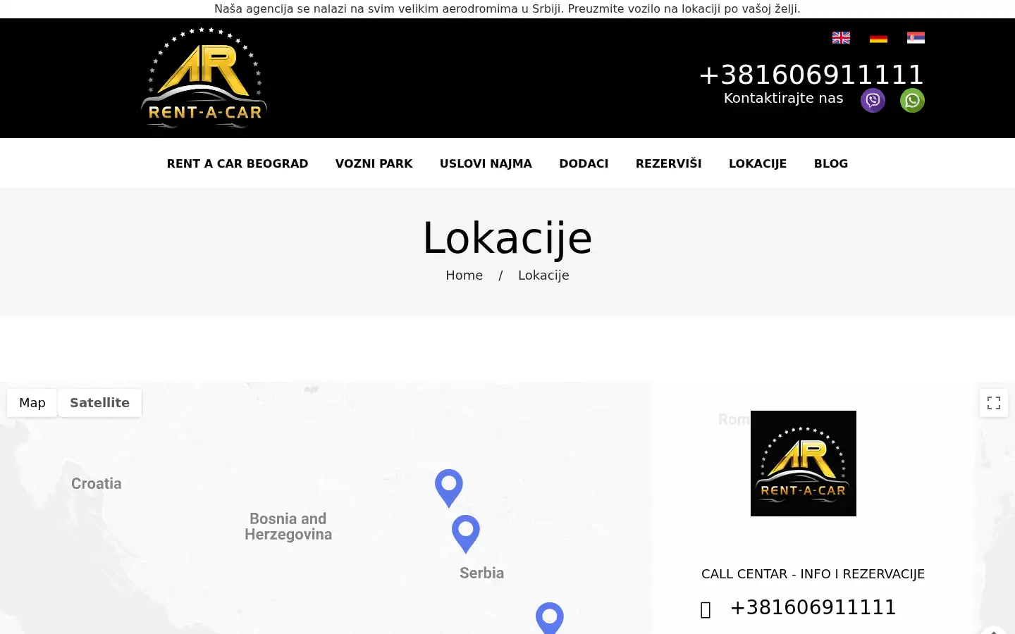 Screenshot of arrentacar.rs