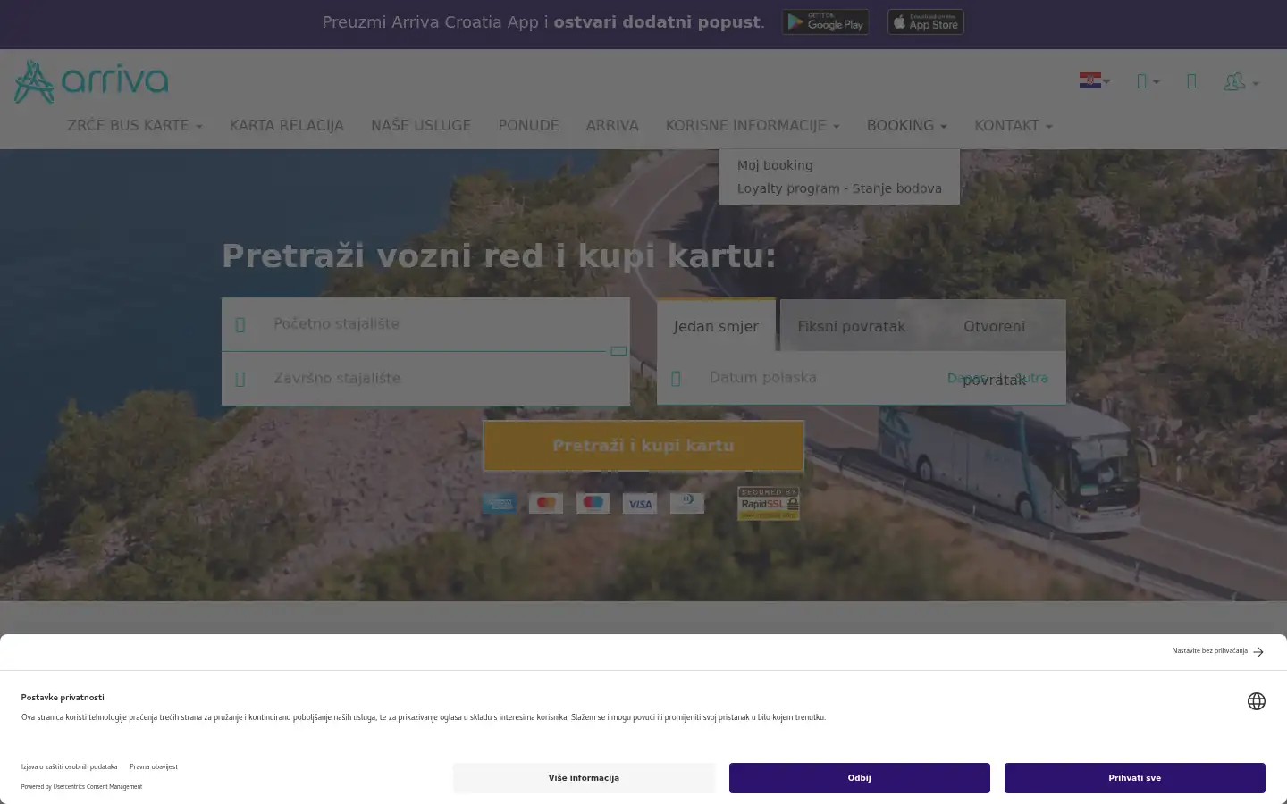 Screenshot of arriva.com.hr
