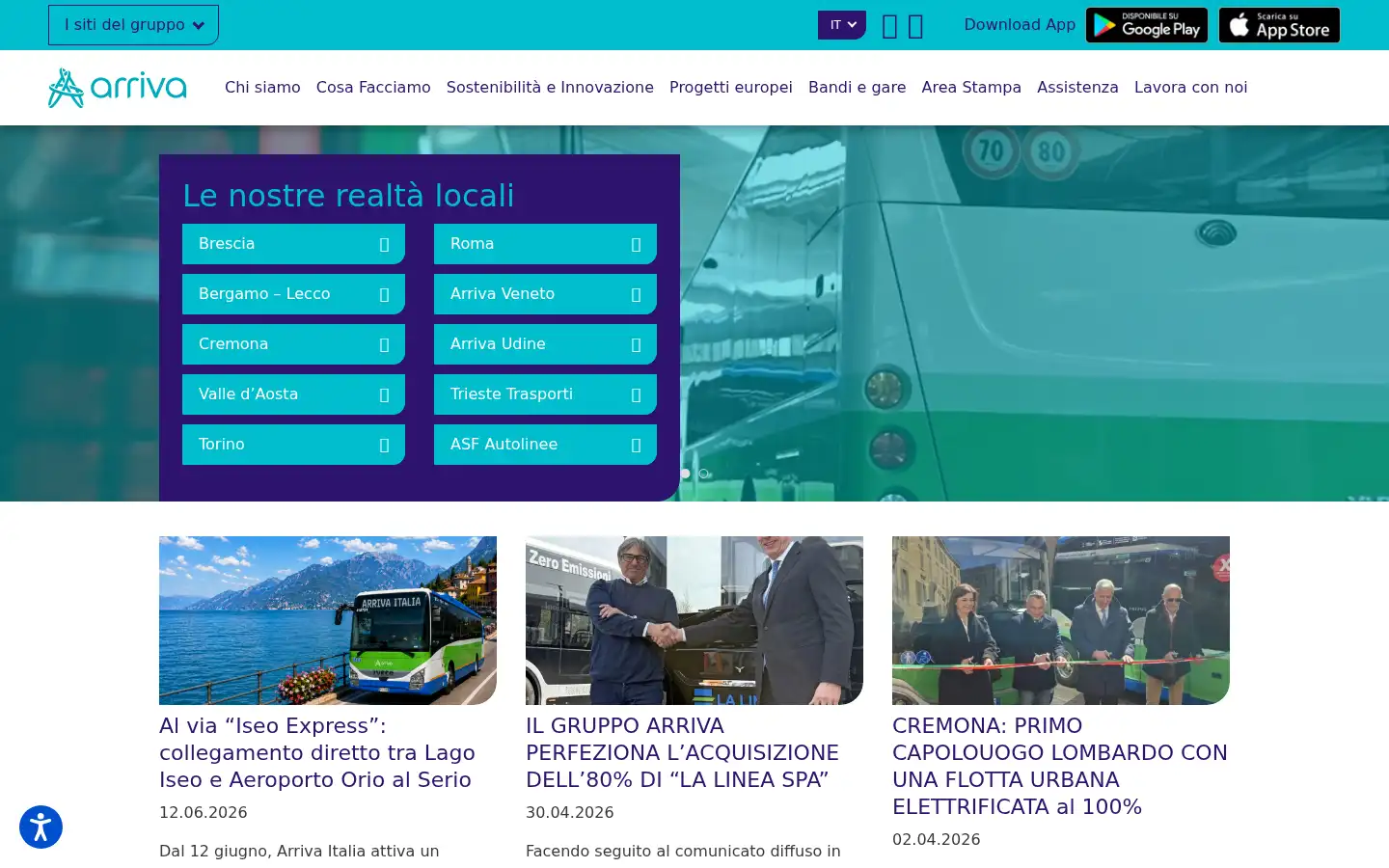 Screenshot of arriva.it