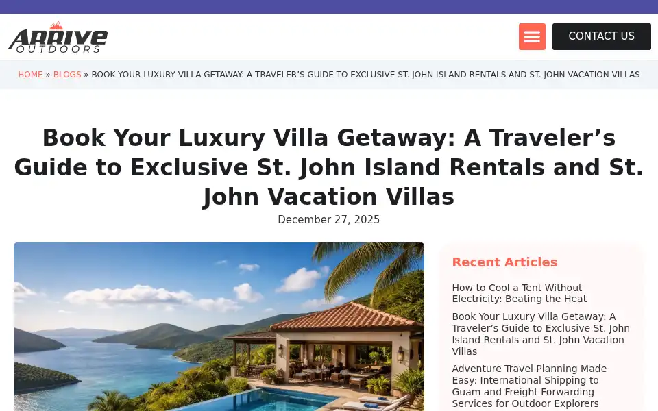 Screenshot of arriveoutdoors.com