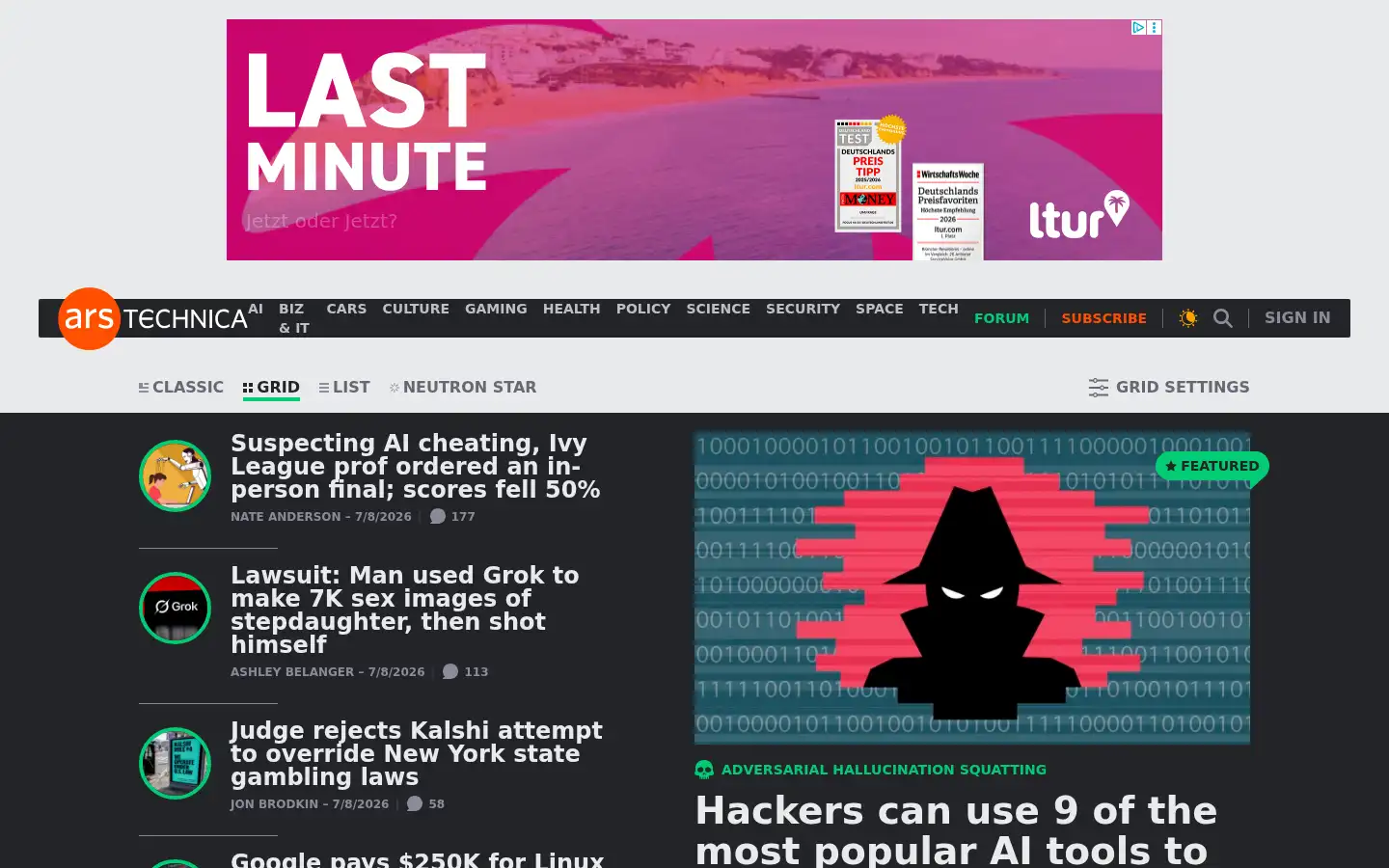 Screenshot of arstechnica.com