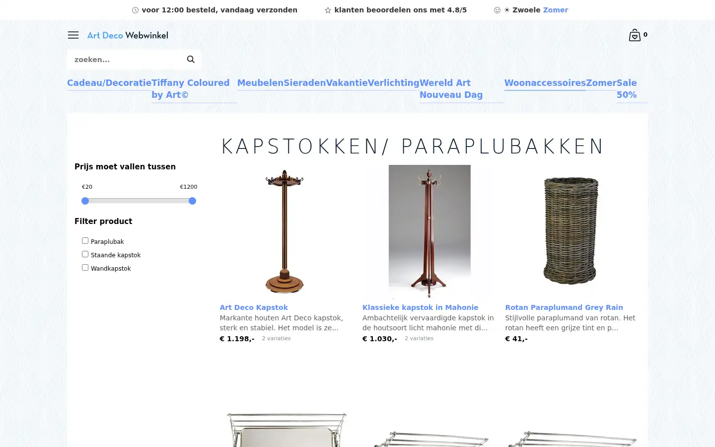 Screenshot of artdecowebwinkel.com