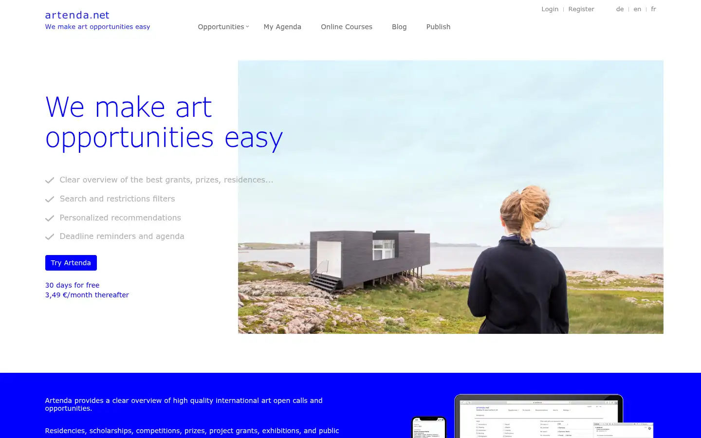 Screenshot of artenda.net