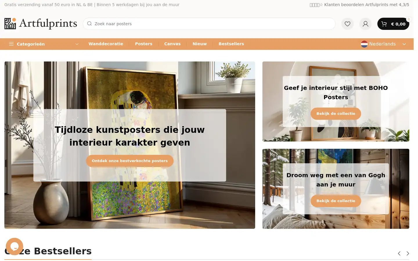 Screenshot of artfulprints.nl