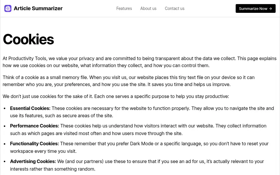 Screenshot of articlesummarizer.app
