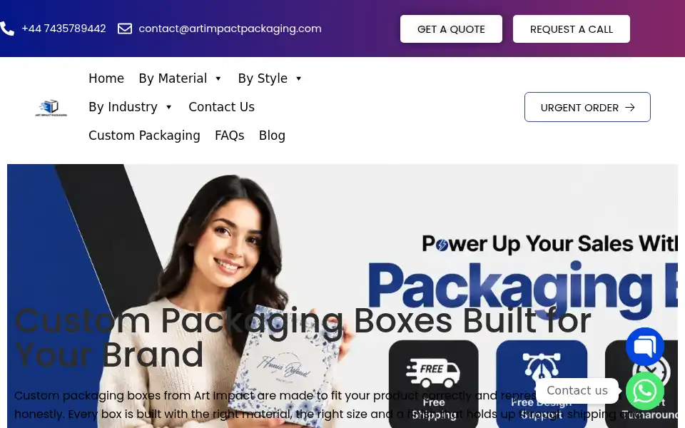 Screenshot of artimpactpackaging.com