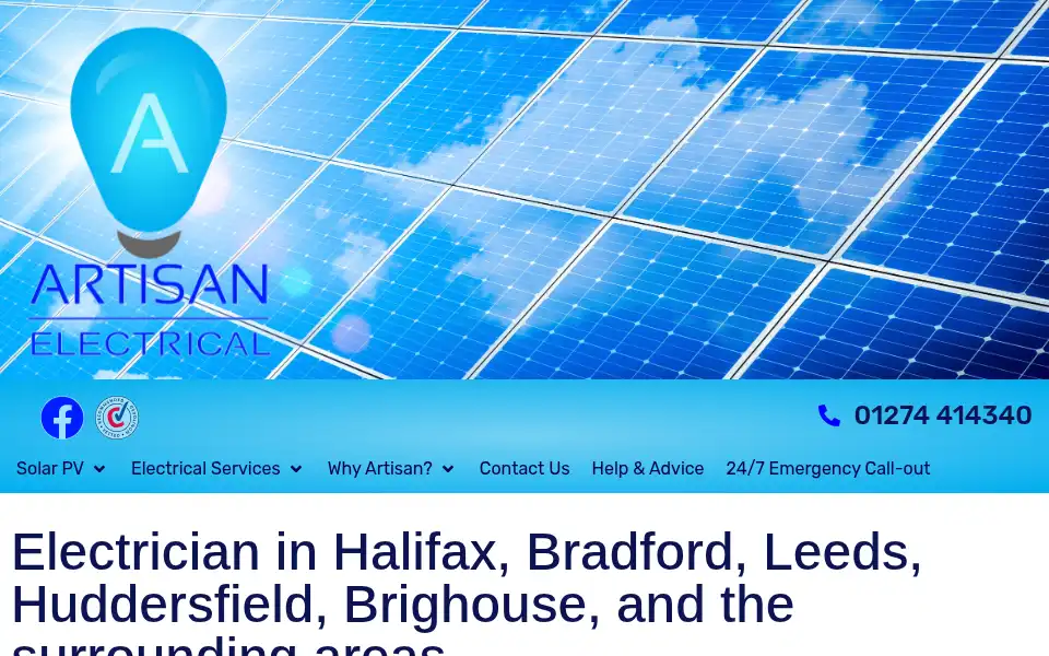 Screenshot of artisan-electrical.co.uk