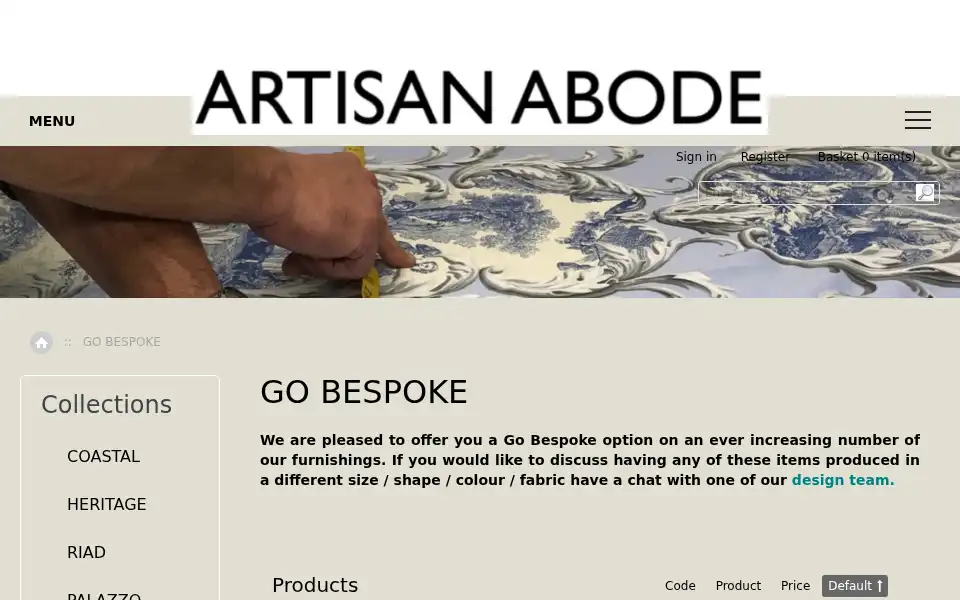 Screenshot of artisanabode.co.uk
