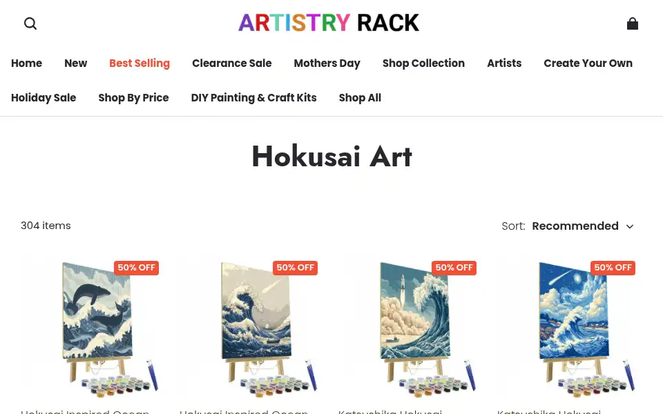 Screenshot of artistryrack.com