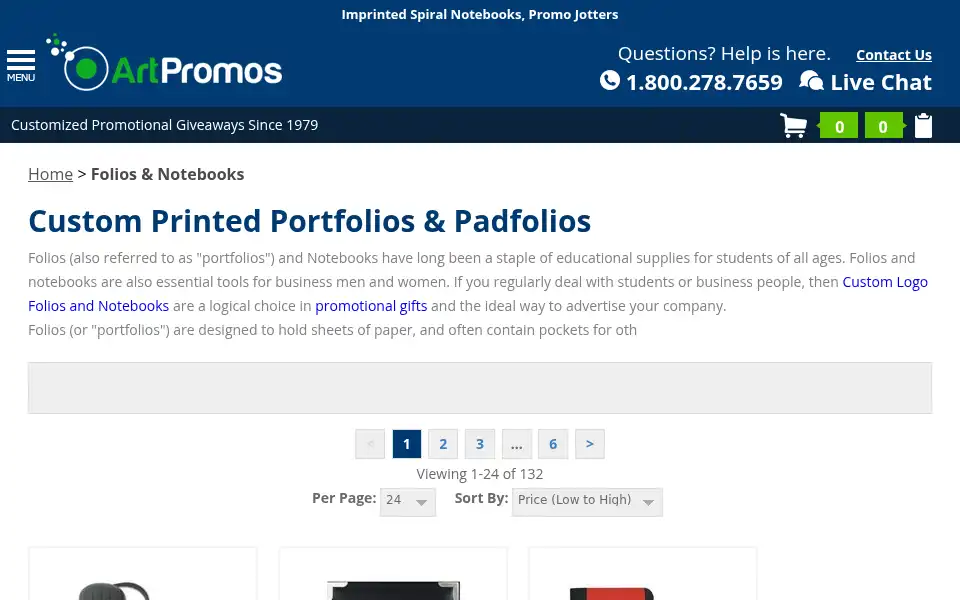 Screenshot of artpromos.com