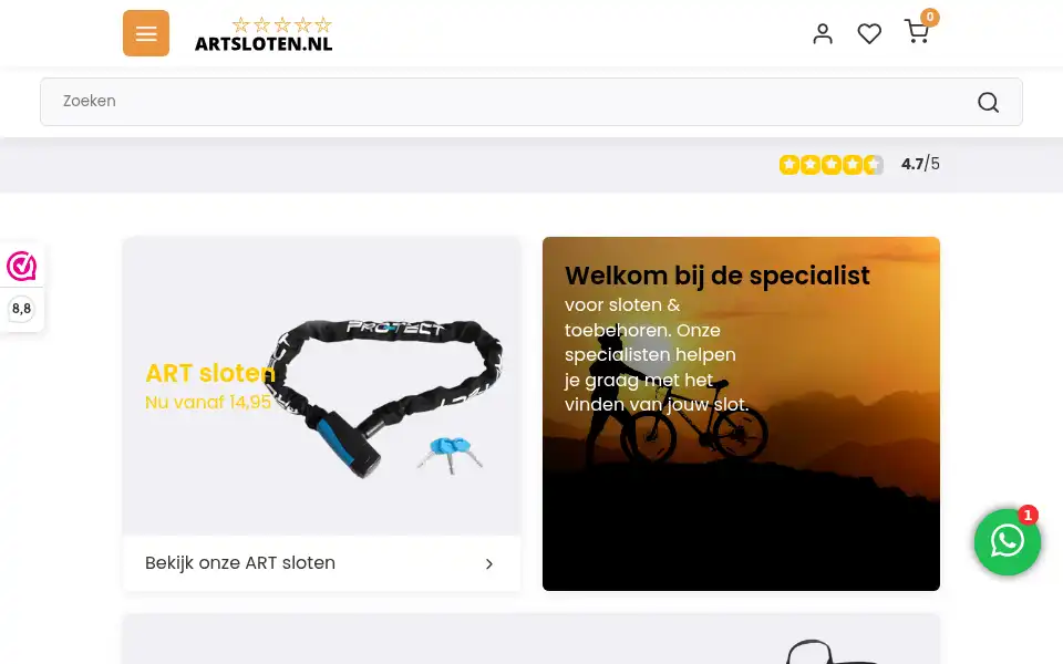 Screenshot of artsloten.nl