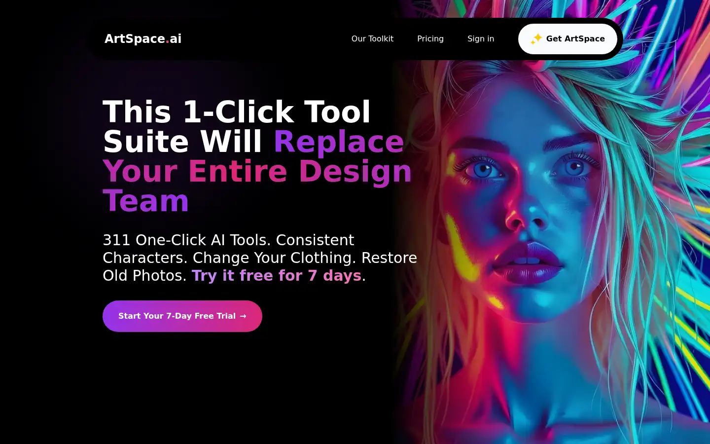 Screenshot of artspace.ai