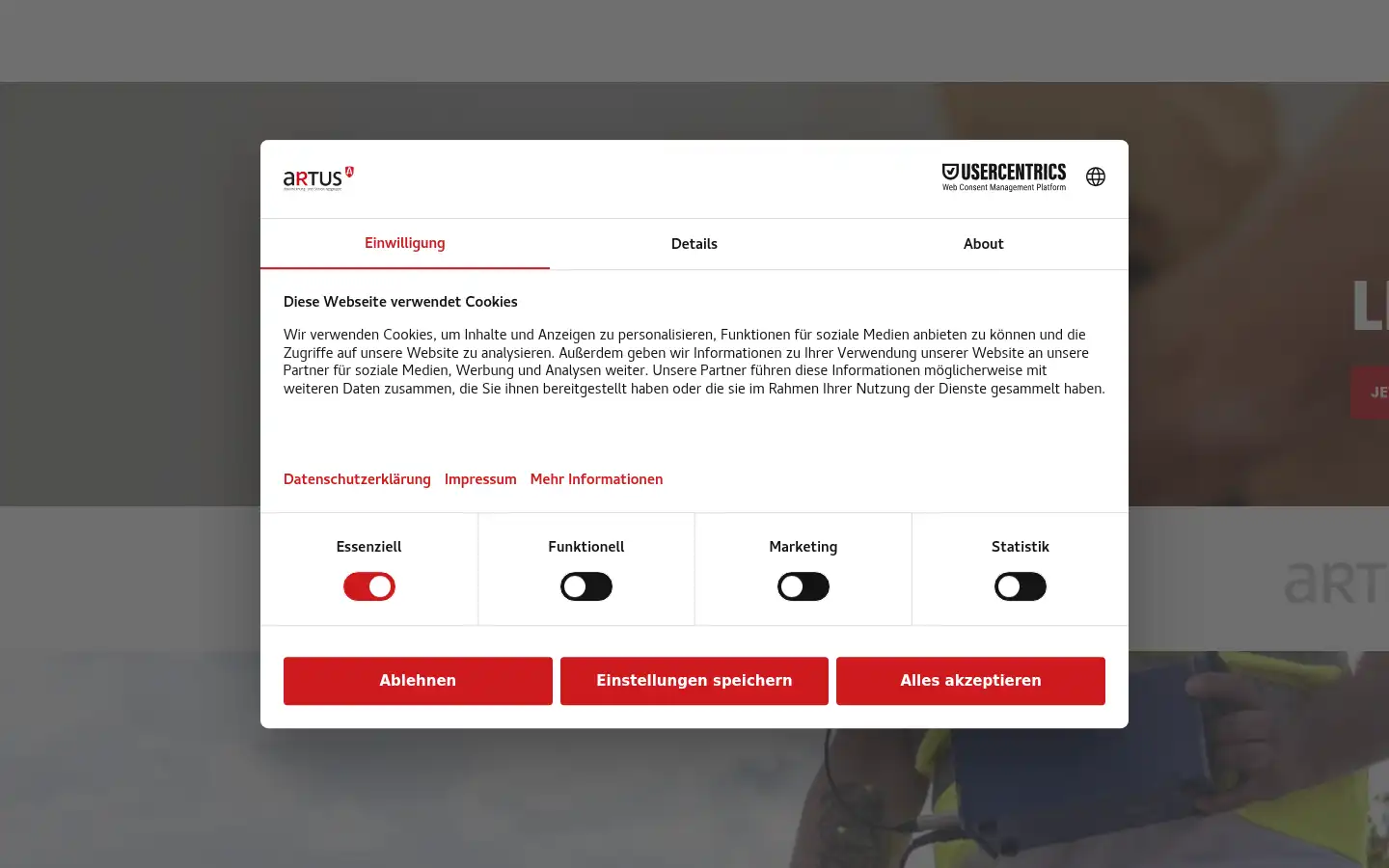 Screenshot of artus-bsg.de