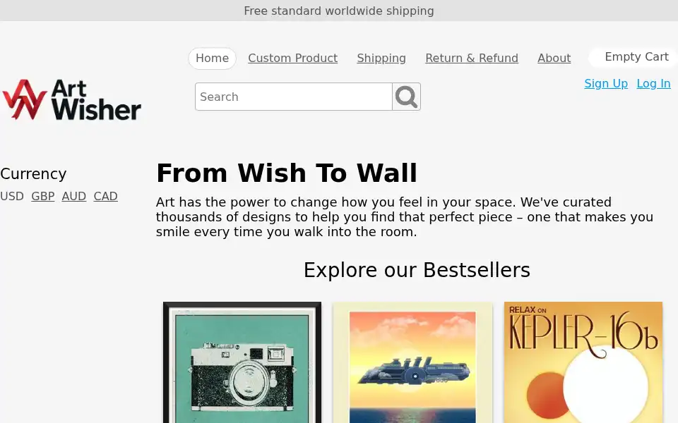 Screenshot of artwisher.com