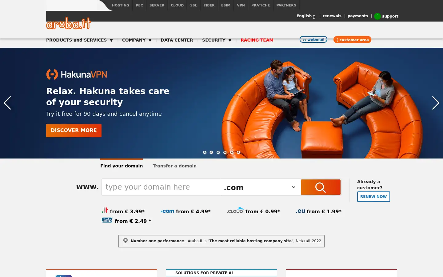 Screenshot of aruba.it