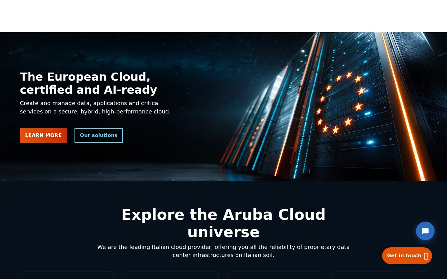 Screenshot of arubacloud.com