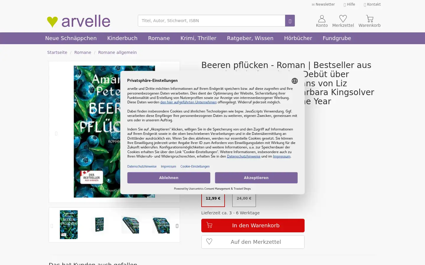 Screenshot of arvelle.de