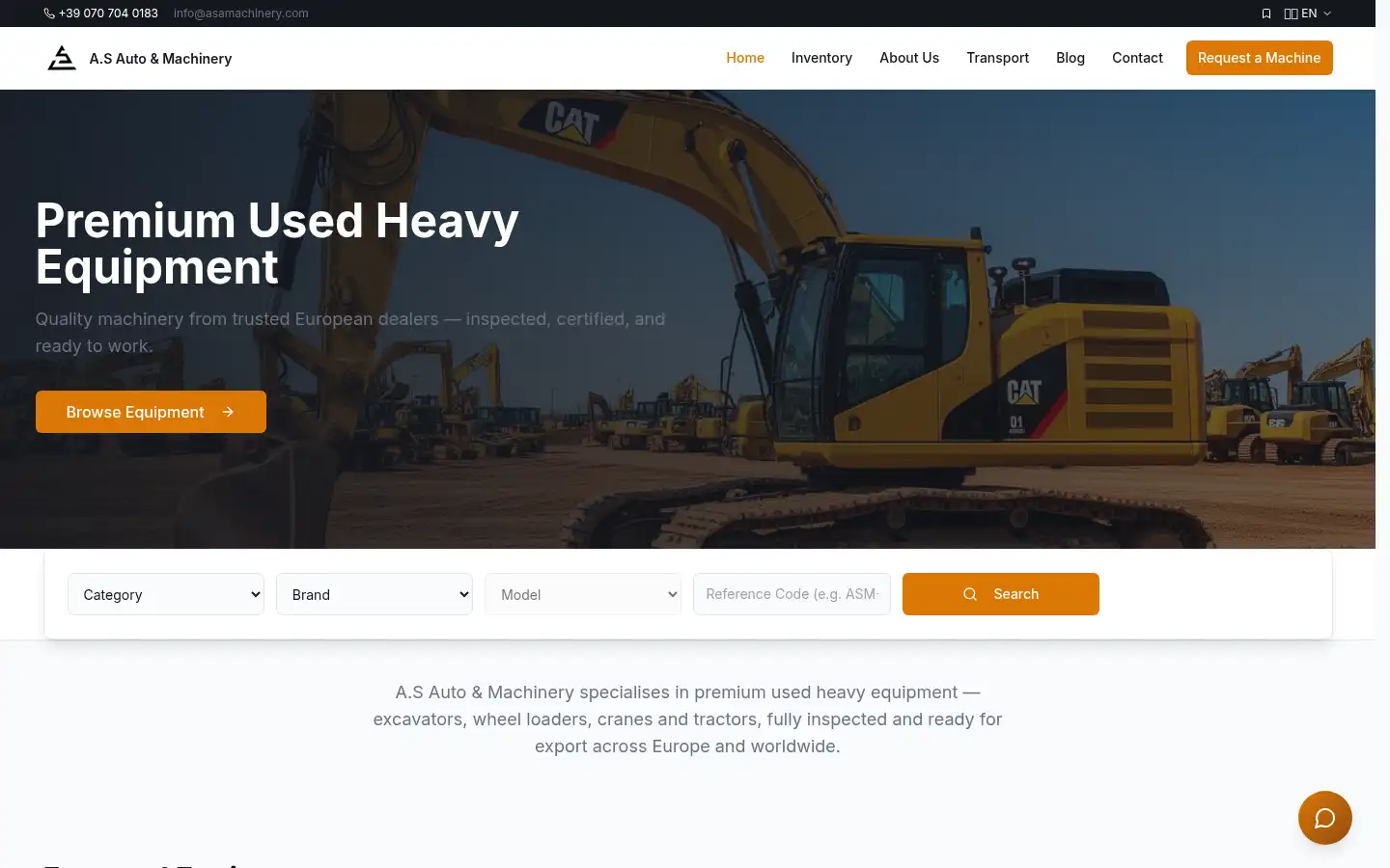 Screenshot of asamachinery.com