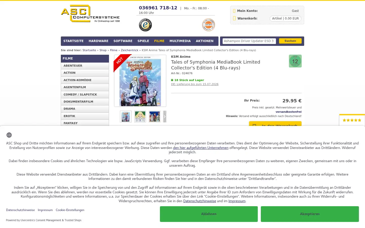 Screenshot of asc-shop.de
